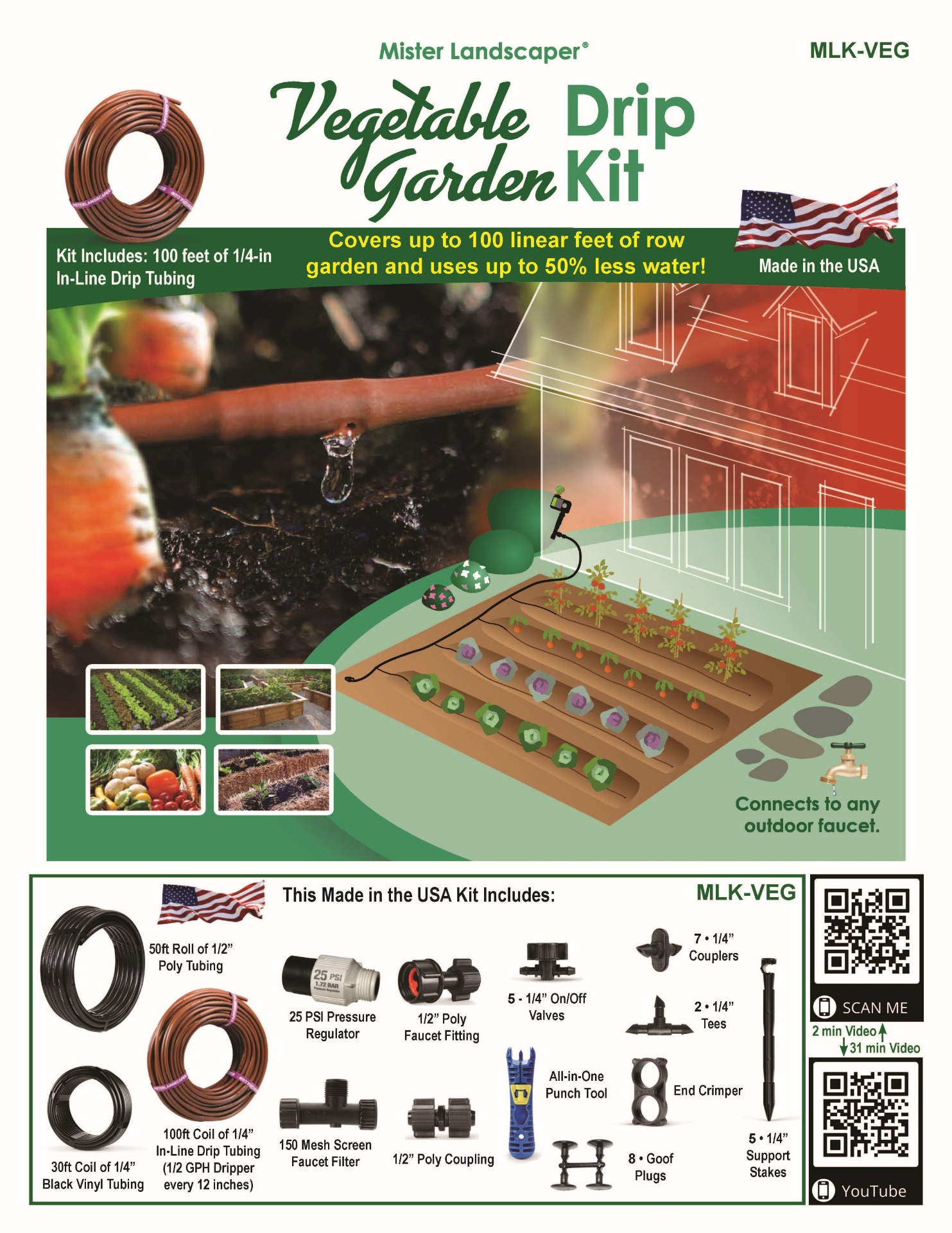 Picture of Vegetable Garden Drip Kit-12 in Spacing